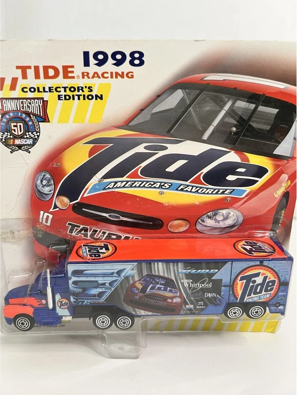 1998 Ricky Rudd AUTOGRAPHED Hauler #10 Tide Racing NASCAR NEW 50th Anniv Taurus